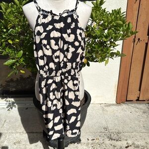 JORESS. Black/Tan Romper. Sleeveless. Elastic Waist. Size Small.